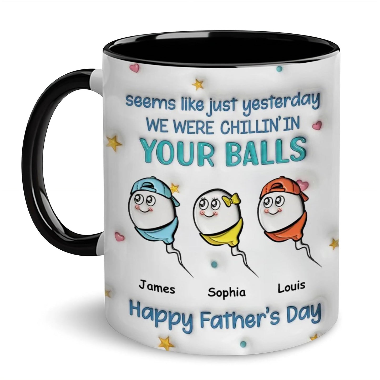 Custom Dad with Kids Names | Ceramic Coffee Mug | Father's Day Gift | Stylish Printed Design | Tea & Coffee Cup | 11oz | Black Two-Tone Design