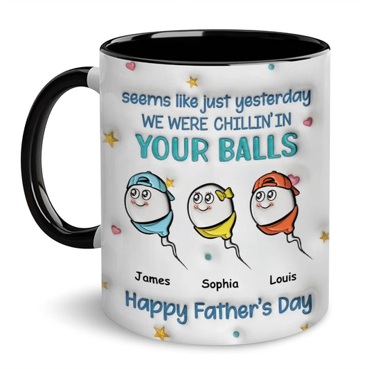 Custom Dad with Kids Names | Ceramic Coffee Mug | Father's Day Gift | Stylish Printed Design | Tea & Coffee Cup | 11oz | Black Two-Tone Design