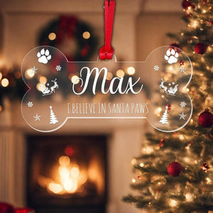 Personalised Merry Christmas Bauble Pet Dog Bone Ornament Xmas Tree Hanging Puppy Engraved Keepsake