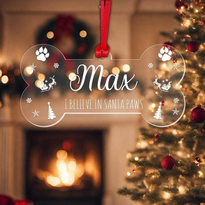 Personalised Merry Christmas Bauble Pet Dog Bone Ornament Xmas Tree Hanging Puppy Engraved Keepsake