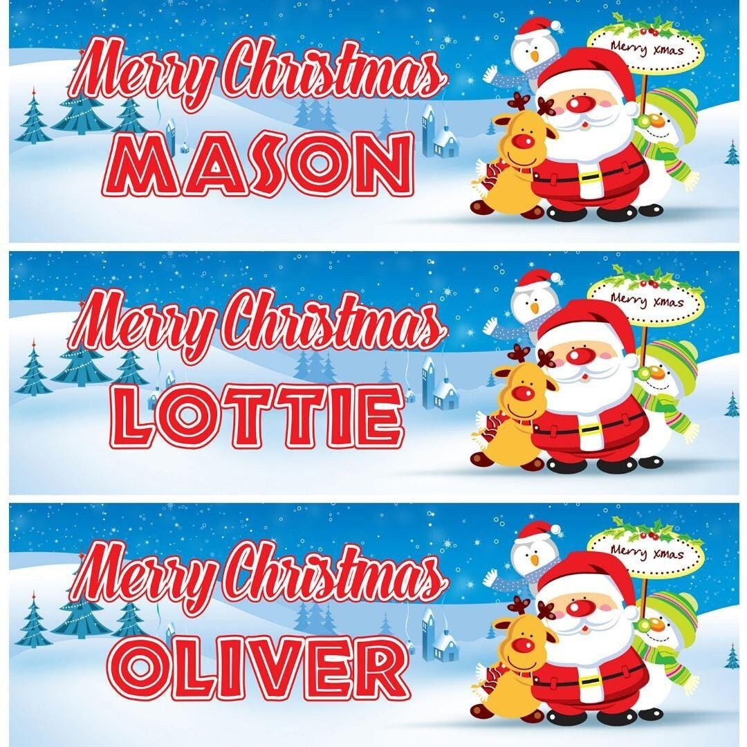 2 Personalised Merry Christmas Santa Xmas Celebration Banners Decoration Posters