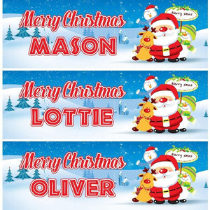 2 Personalised Merry Christmas Santa Xmas Celebration Banners Decoration Posters