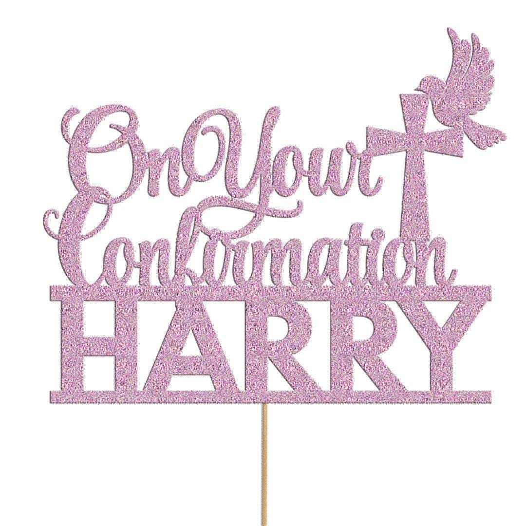 Personalised Glitter Dove Cake Topper: Confirmation, Birthday