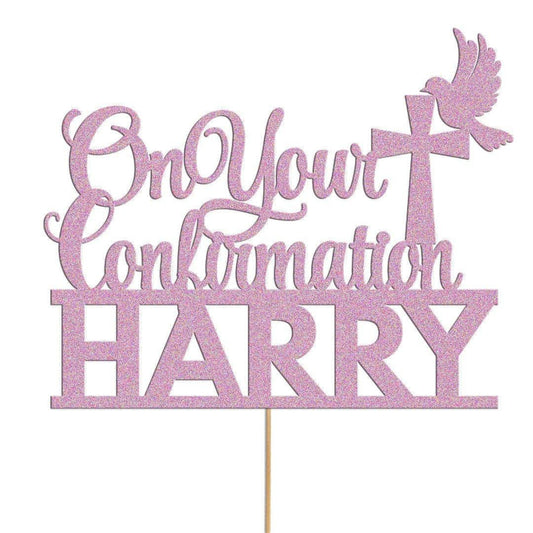 Personalised Glitter Dove Cake Topper: Confirmation, Birthday