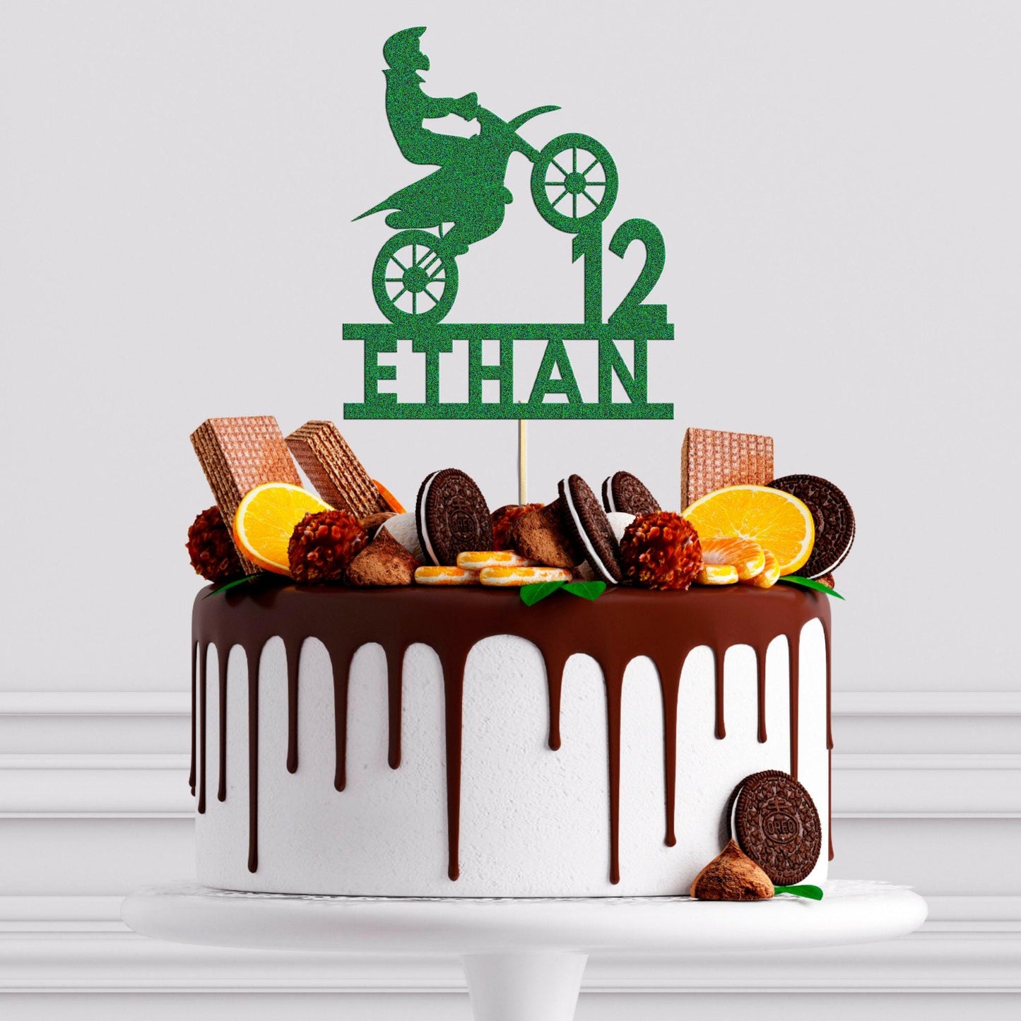 Motorbike Cake Topper Personalised Biker Birthday Cake Decoration Any Name & Age