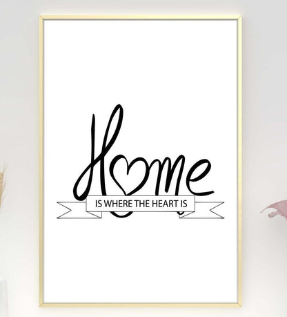 Home Is Where Heart Is Inspirational Positive Thought Quote Art Poster Print
