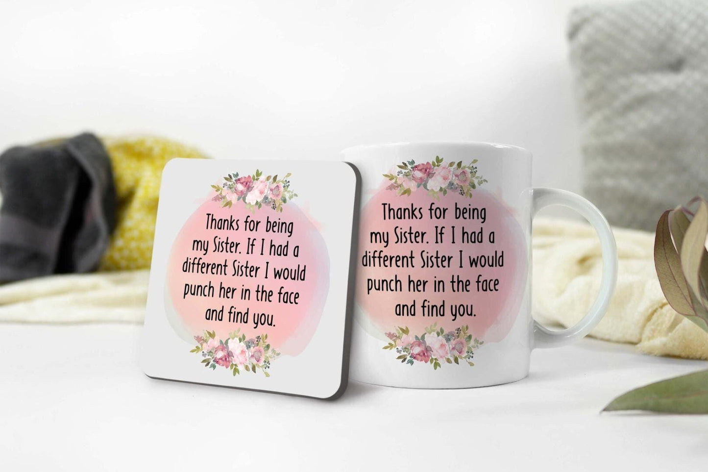 Funny Sister Mug and Coaster Gift Set