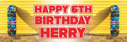 2 Personalised Skateboard Birthday Party Celebration Banners Decoration Posters