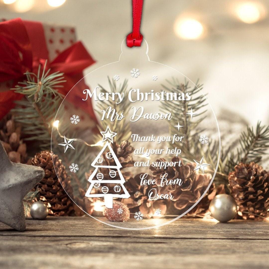 Personalised Name Christmas Bauble Teacher Teaching Assistant Xmas Ornament Gift