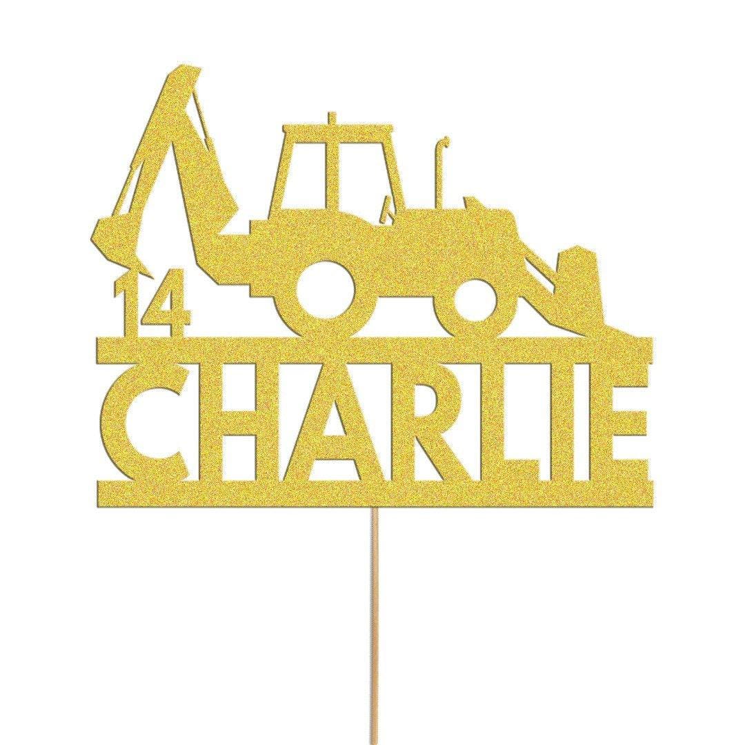 Personalised Glitter Tractor Cake Topper: Farm Birthday Decoration