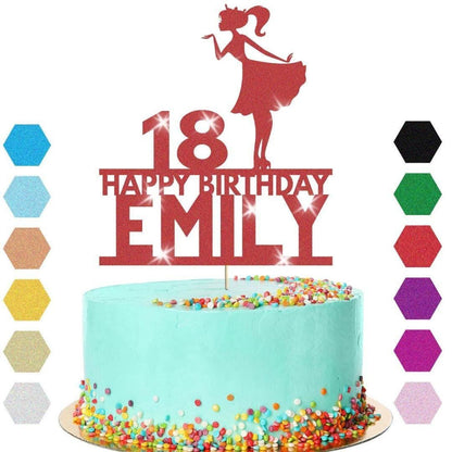 Stylish Girl Cake Topper Personalised Party Birthday Cake Decoration Any Name & Age