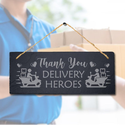 Thank You Delivery Laser Engraved Hanging Natural Slate Appreciation Plaque Sign