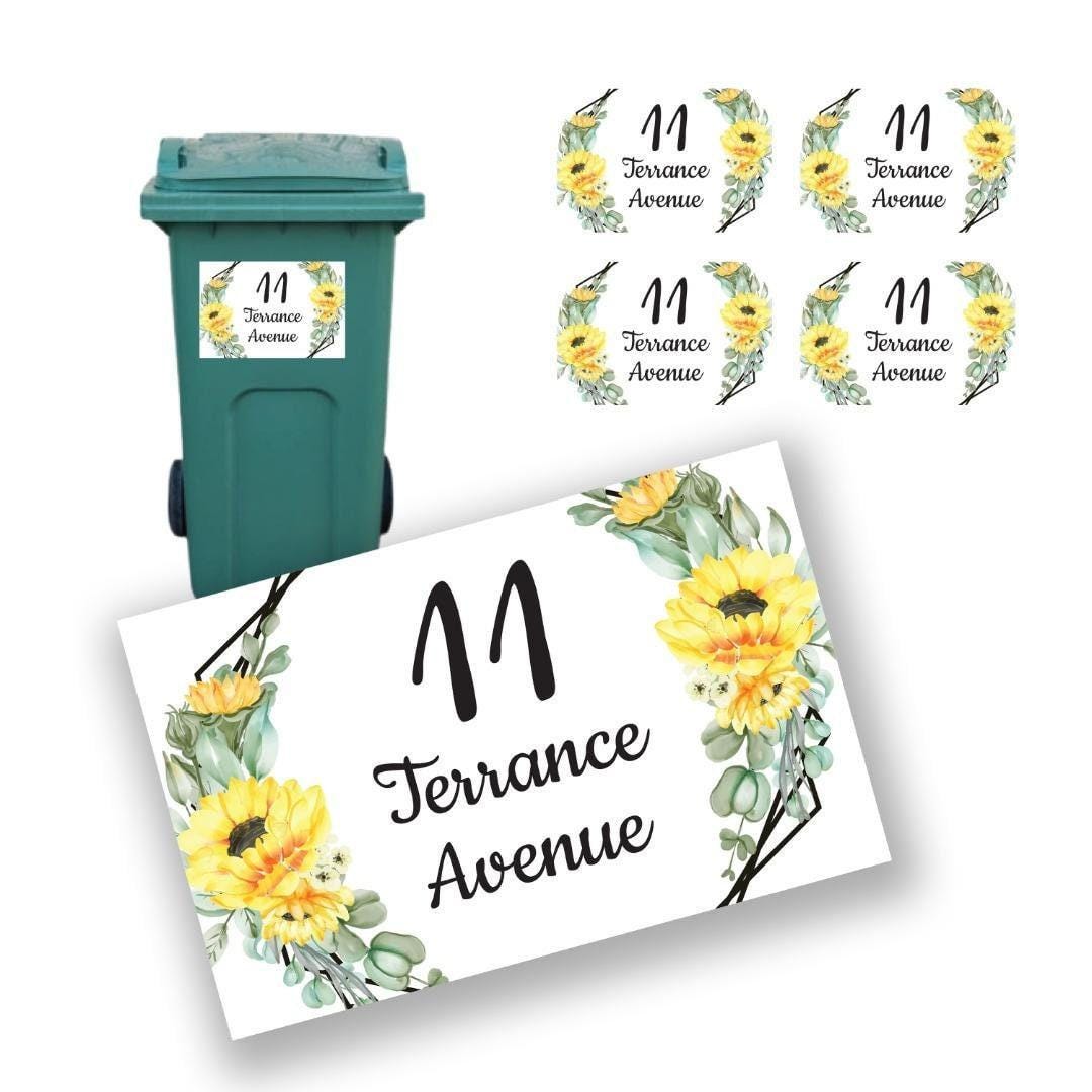 Wheelie Bin Custom House Address Numbers Sticker Road Dustbin Street Name