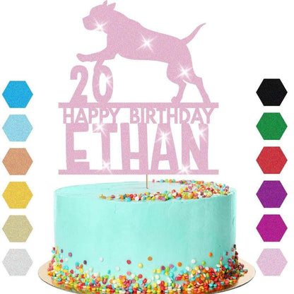 Dog Cake Topper Personalised Pup Puppy Doggy Birthday Decoration Any Name Age