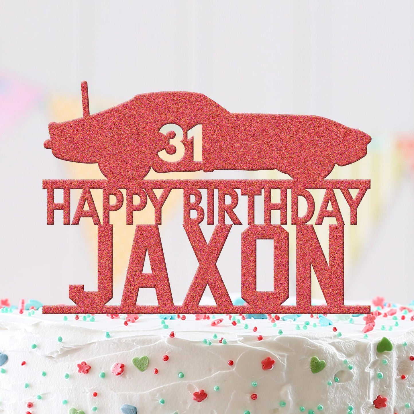 Personalised Acrylic Kids Boys Racing Car Birthday Cake Topper Decoration Gift