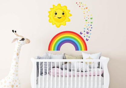 Sunshine Smiling Face Wall Sticker Kids Bedroom Nursery Boho Rainbow Sun Vinyl