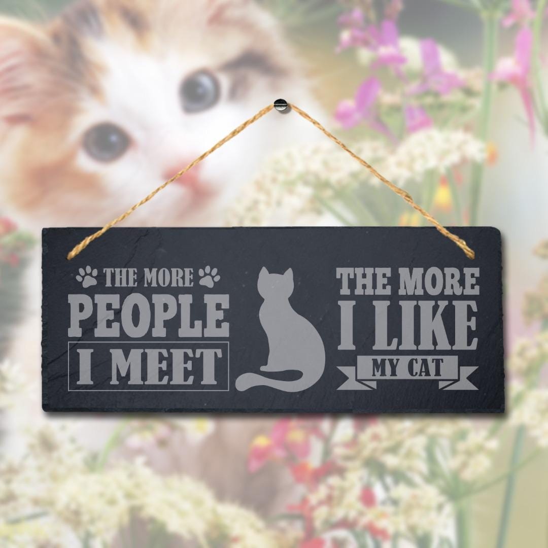 Laser Engraved Slate Pet Plaque Sign: I Like My Cat