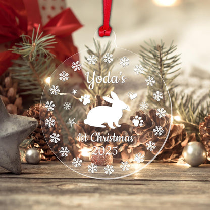 Personalised Rabbits 1st Christmas Bauble Pet First Xmas Tree Decoration Gift