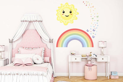 Sun Smiling Face Wall Sticker Kids Bedroom Nursery Boho Rainbow Sunshine Vinyl
