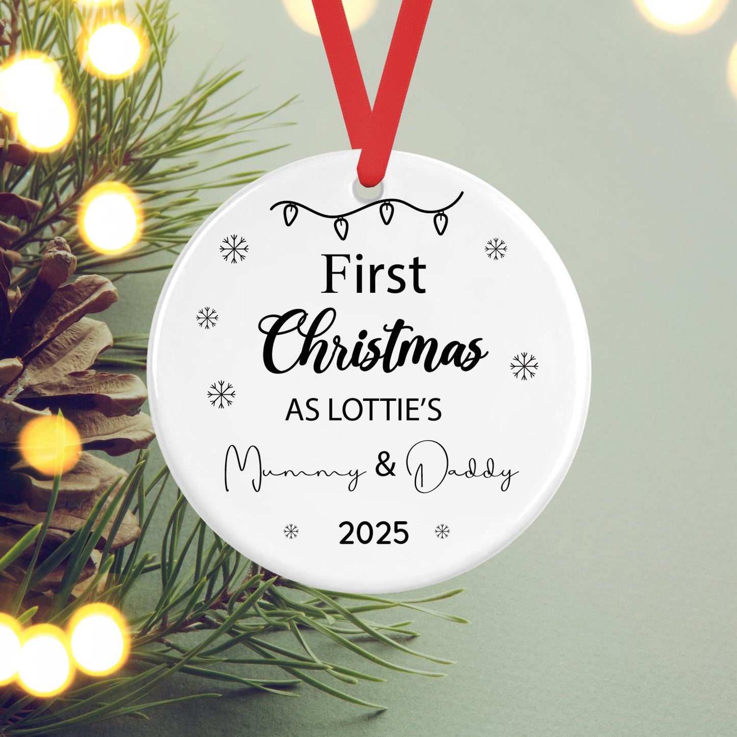 Personalised First Christmas As Mummy Daddy Bauble 1st Xmas Tree Ornament Gift