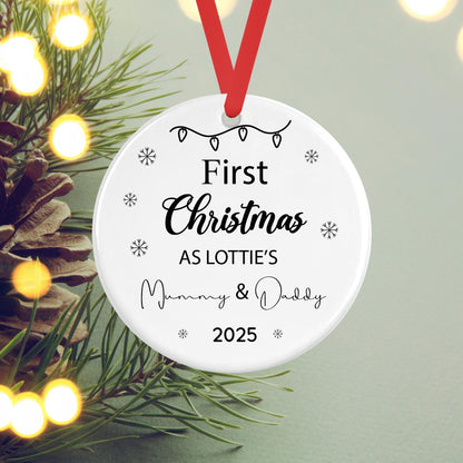 Personalised First Christmas As Mummy Daddy Bauble 1st Xmas Tree Ornament Gift