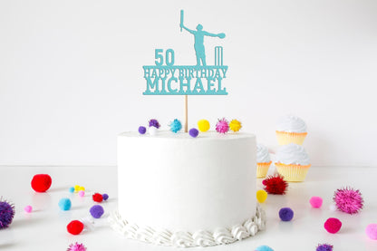 Personalised Glitter Cricket Cake Topper: Birthday Celebration