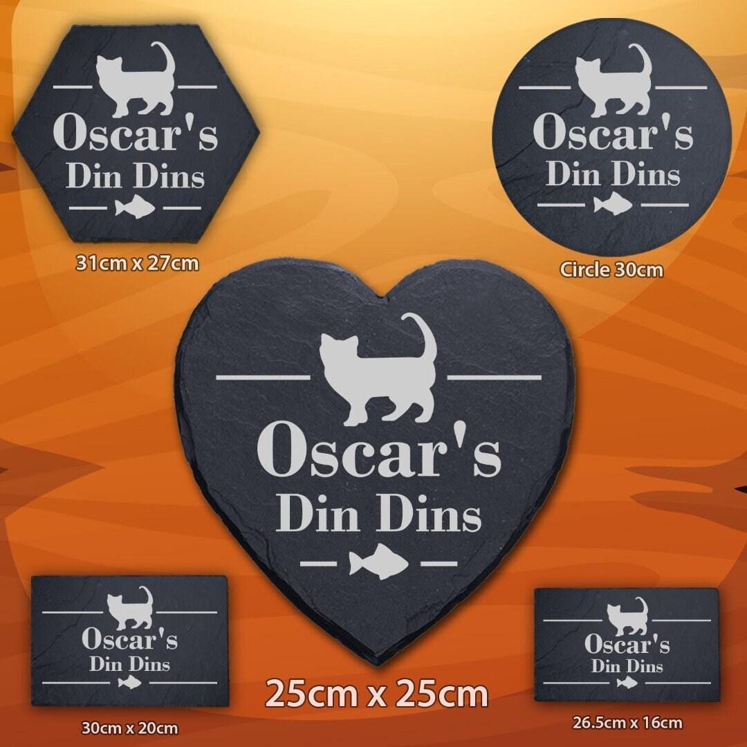 Personalised Engraved Slate Cat Food Mat: Pet Placemat Tray