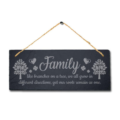 Family Like Branches On Tree Laser Engraved Hanging Slate Home Decor Plaque Sign