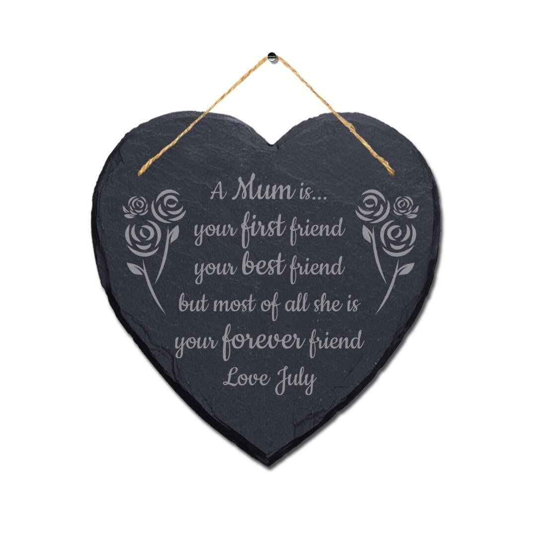 Personalised Mum Mom Mam Heart Slate Plaque Birthday Christmas Mothers Day Gifts