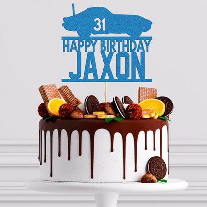 Personalised Racing Car Glitter Cake Topper: Birthday Party Decoration