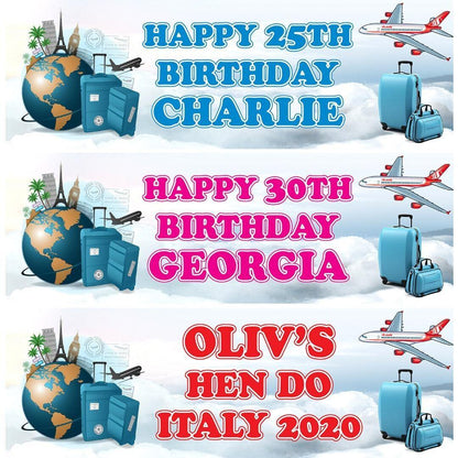 2 Personalised Aeroplane Birthday Party Celebration Banners Decoration Posters