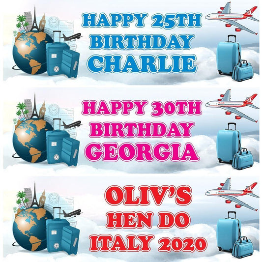 2 Personalised Aeroplane Birthday Party Celebration Banners Decoration Posters