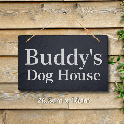 Personalised Pet Name Slate Sign Kennel Dog House Shed Door Engraved Plaque Gift