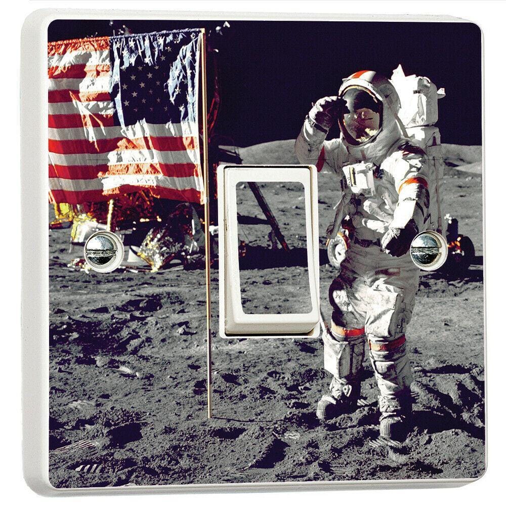 Moon Landing Usa 3d Light Switch Sticker Cover Vinyl Skin Wall Decal Decor