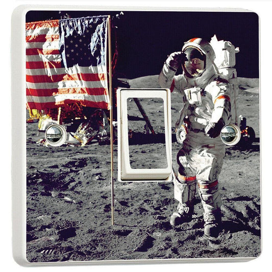 Moon Landing Usa 3d Light Switch Sticker Cover Vinyl Skin Wall Decal Decor