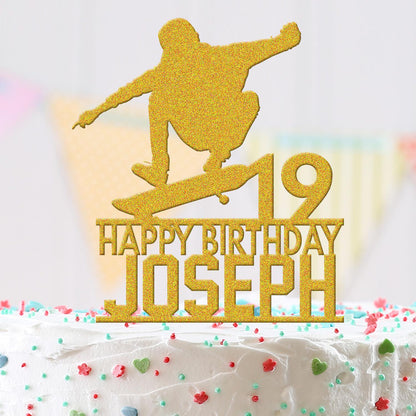 Personalised Acrylic Kids Boys Skateboard Birthday Cake Topper Decoration Gift