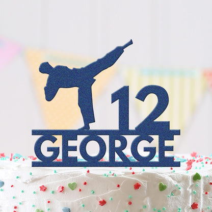 Personalised Name Karate Birthday Cake Topper Martial Arts Acrylic Decoration