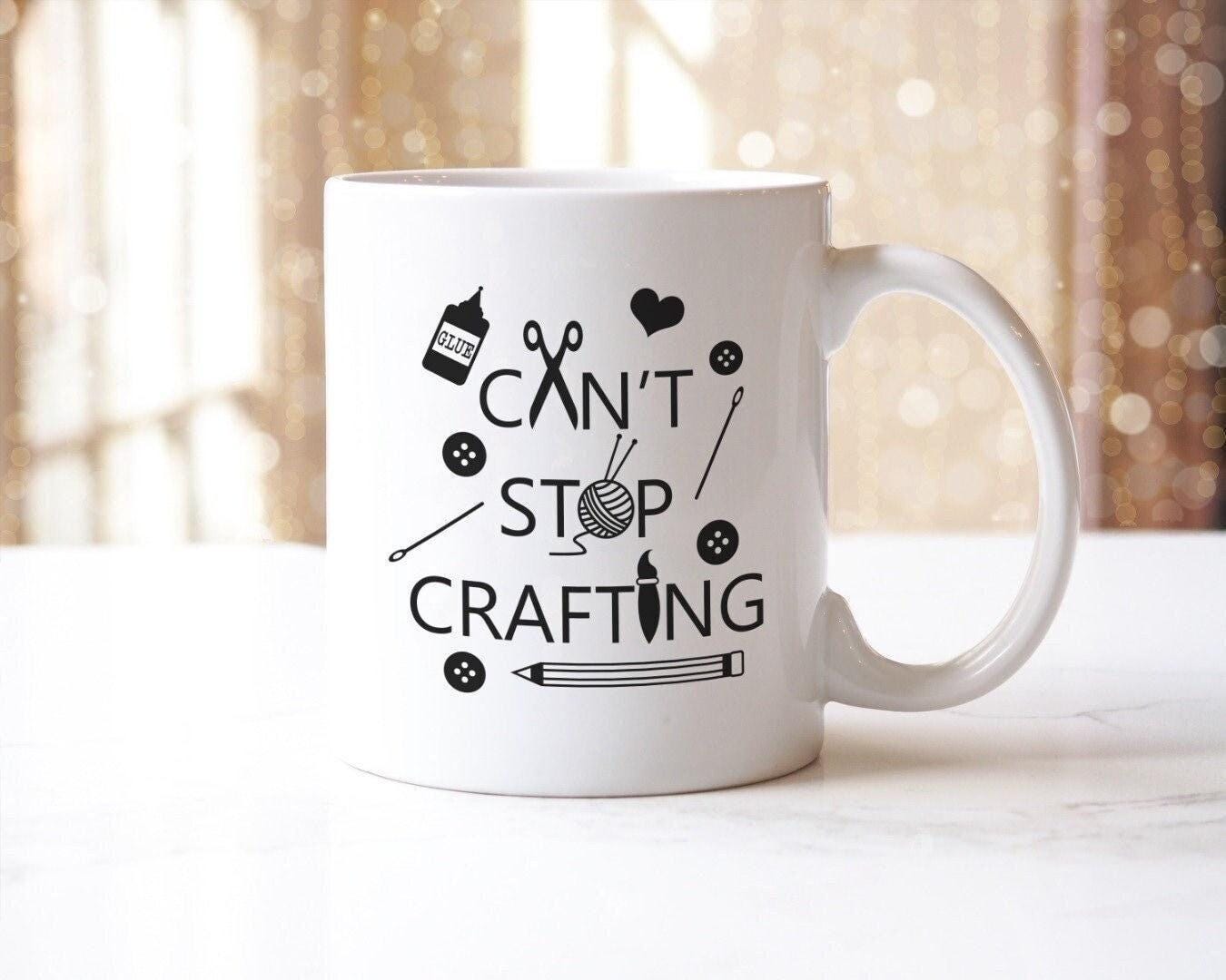 Cant Stop Crafting - Funny Ceramic Novelty Mug & Coaster Coffee Tea Cup Artistic Gift