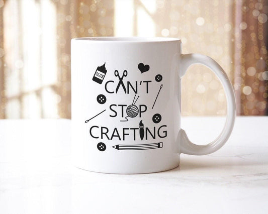 Cant Stop Crafting - Funny Ceramic Novelty Mug & Coaster Coffee Tea Cup Artistic Gift