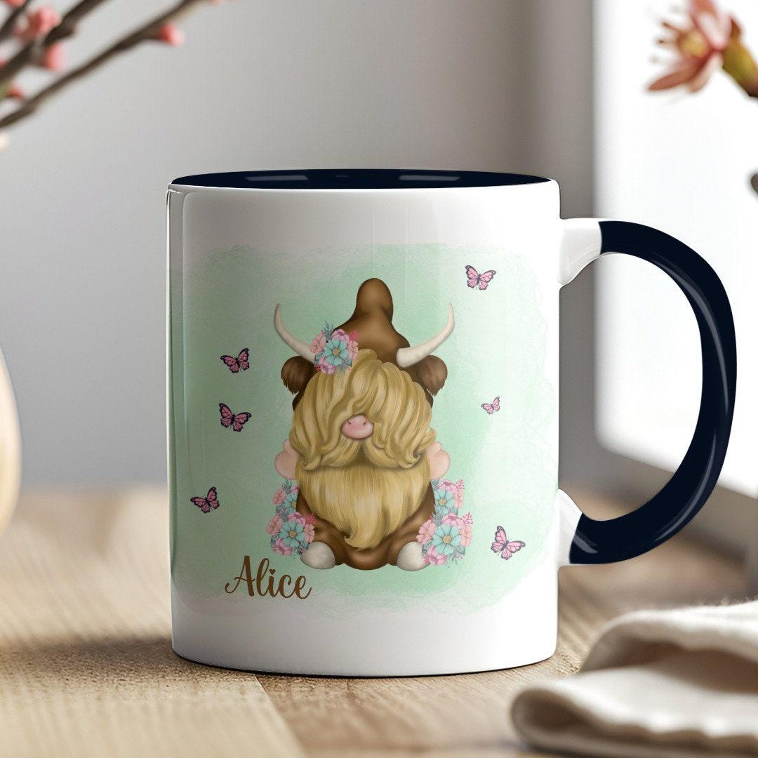 Personalised Highland Cow Gonk Custom Name Mug & Coaster Set  Secret Santa Cute Cow Gonk Mug Christmas Gift