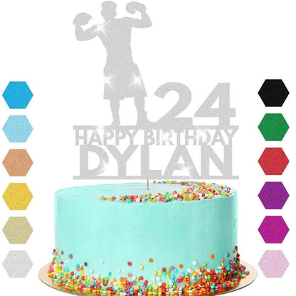 Personalised Boxing Birthday Cake Topper: Glitter Champion Decoration