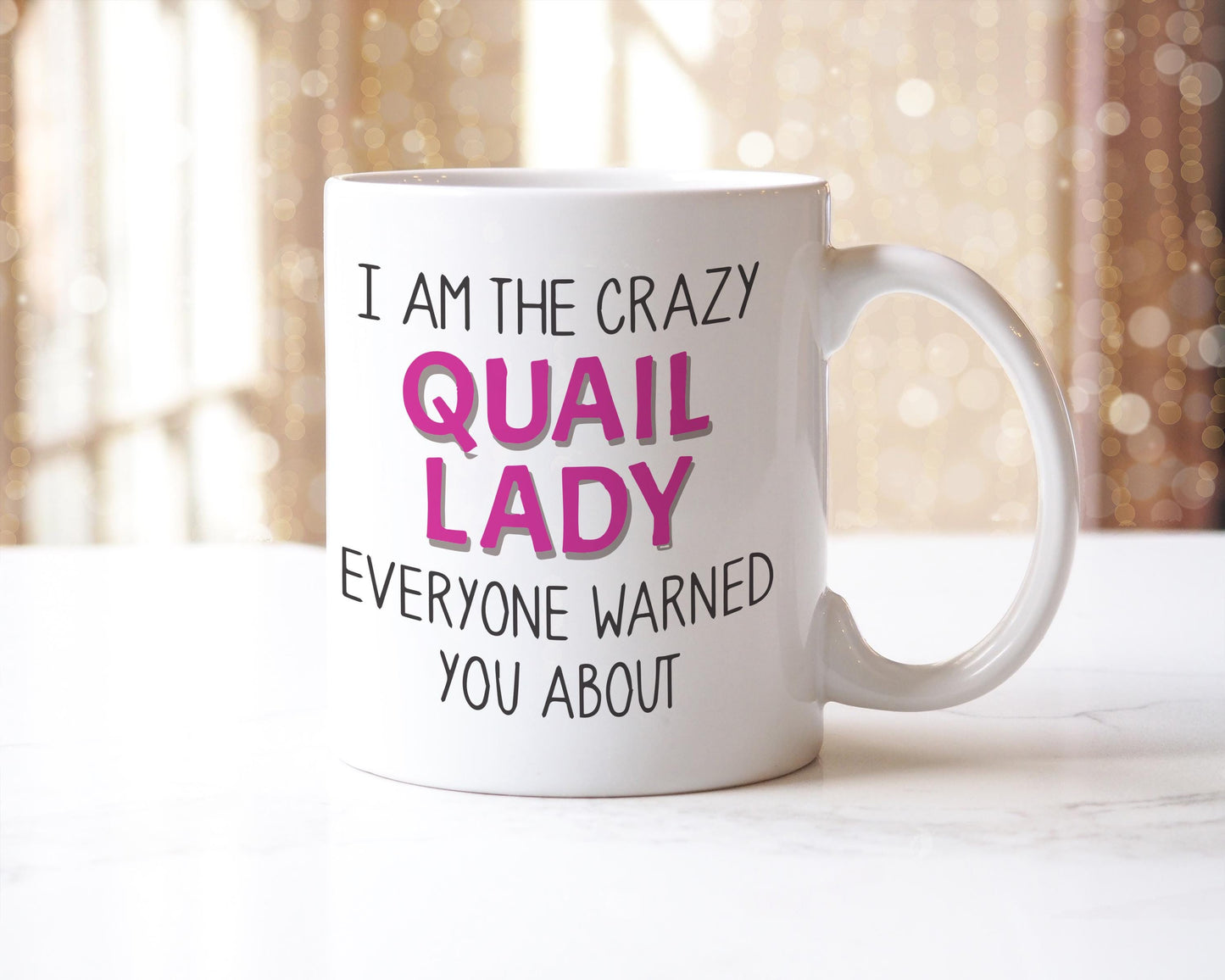 Crazy Quail Lady Mug: Novelty Bird Coffee Cup, UK Made