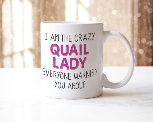 Crazy Quail Lady Mug: Novelty Bird Coffee Cup, UK Made