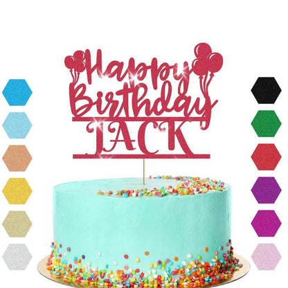 Personalised Balloons Happy Birthday Glitter Cake Topper Party Cake Decoration