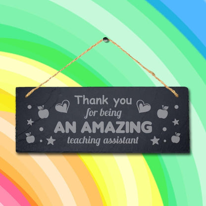 Teacher Thank You Gift Engraved Slate Sign Teaching Assistant School Leavers