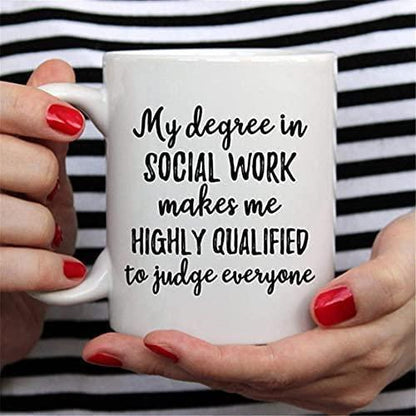 Funny Social Work Mug: Highly Qualified Coffee Cup, UK Made