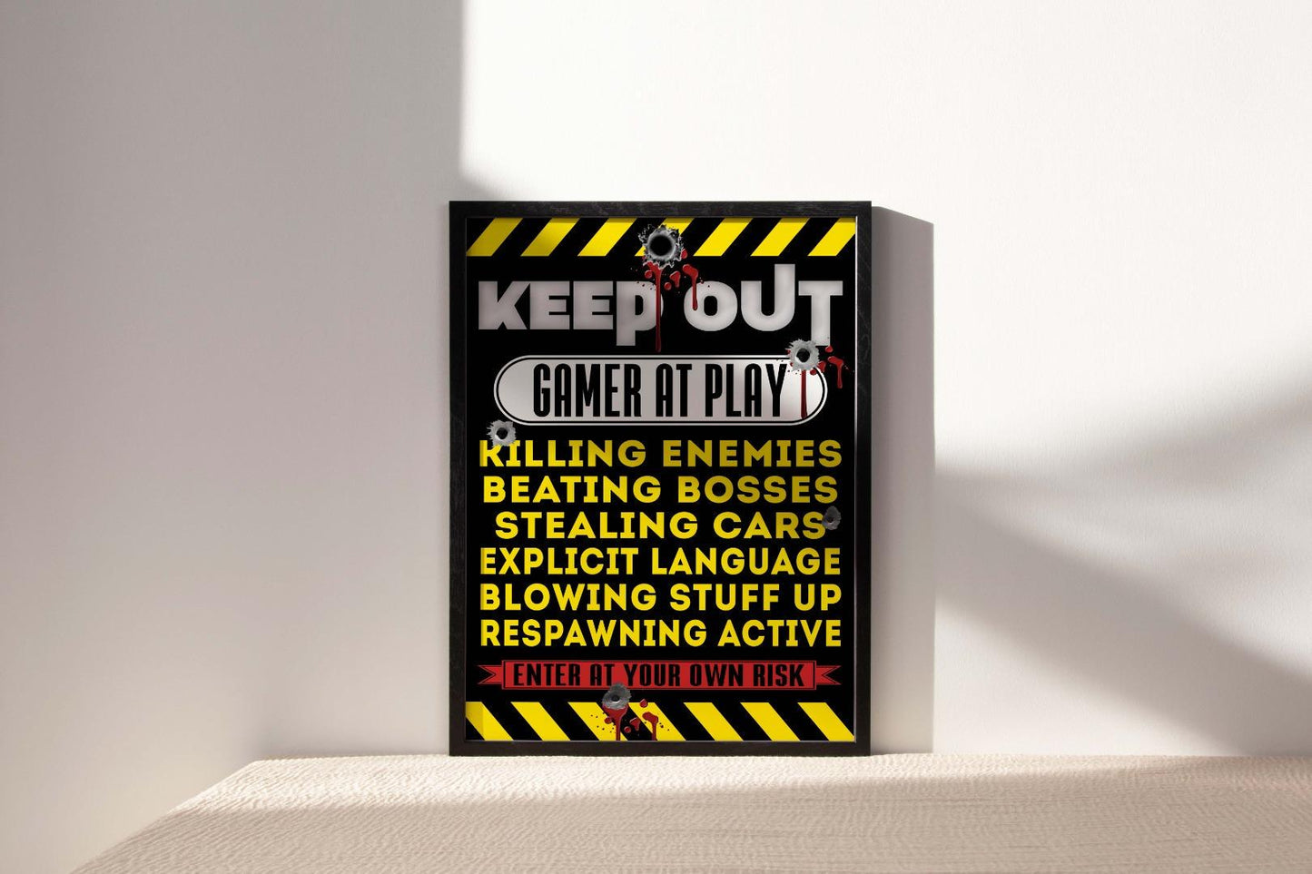 Keep Out Gamer At Play Funny Thoughts Quotes Poster Print Wall Art
