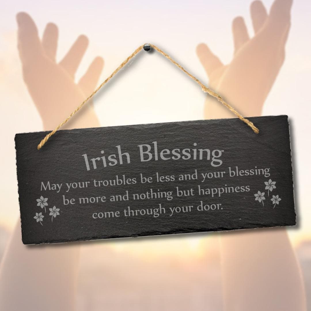 Irish Blessings May Your Trouble Hanging Slate Greeting Gift Home Plaque Sign