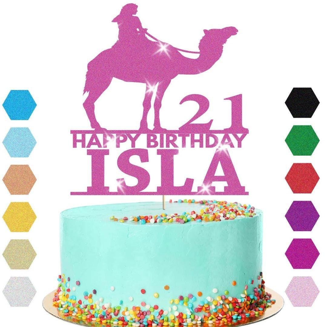 Riding Camel Cake Topper Personalised Girls Birthday Cake Decoration Any Name & Age