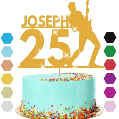 Guitar Birthday Cake Topper Personalised Musician Cake Decoration Any Name Age